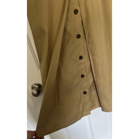 Banana Republic Drop Waist Midi Dress Brown Button Size 4P - Picture 4 of 13